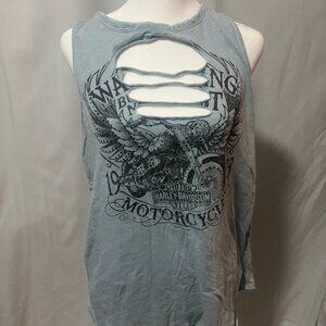 Harley-Davidson light blue tank top. Ripped bust 
Ohio Bike week 2019